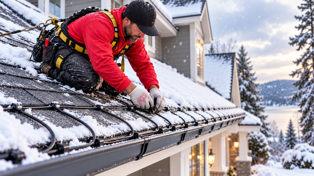 Ice dams form on a roof and how roof heat cables support ice dam prevention
